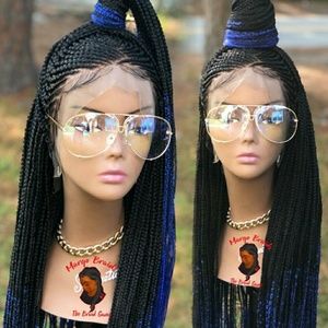 Lace frontal ombre blue braided unit